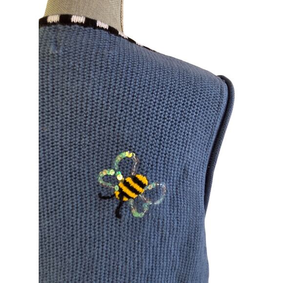 Vintage Quacker Factory Bumble Bee Sequin Embroidered Vest Plus 1X - Picture 10 of 13